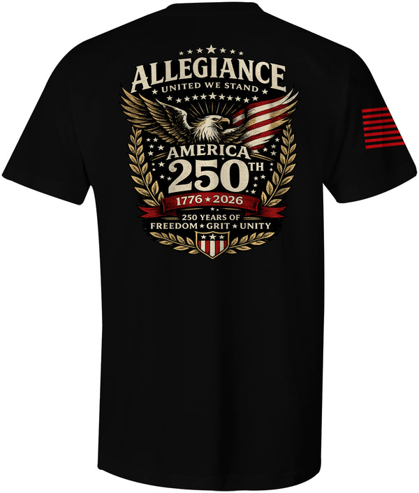 Legacy Tee black patriotic shirt with eagle and American flag background